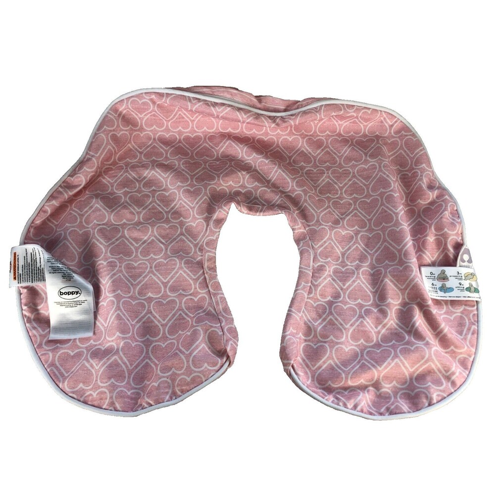 Boppy Nursing Pillow Cover Pink Hearts & Stripes - Pristine Condition